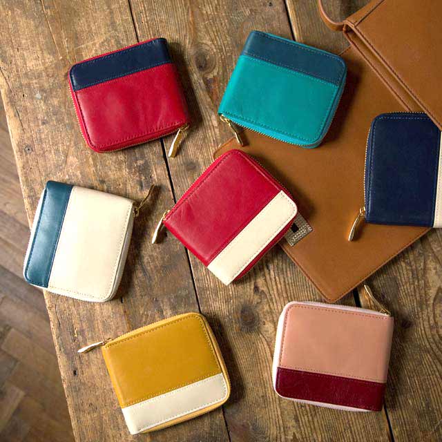 レディース二つ折りファスナー財布