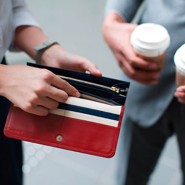 レディースバイカラー長財布